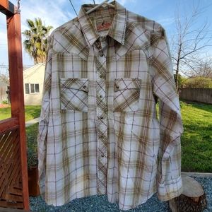 Wrangler Men's pearl snapbutton up long sleeve shirt. Large. GPWC. Green…